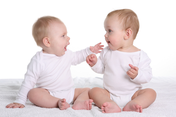 Two babies talking