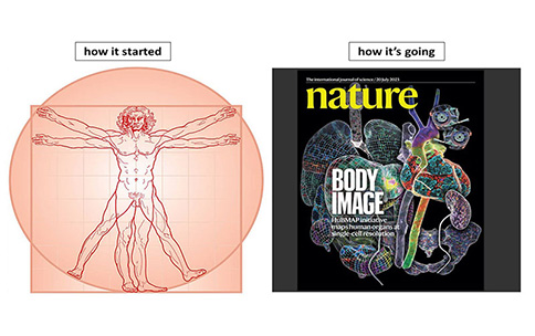 Two Body images: How it started. How it's going (a cover of the Nature magazine).