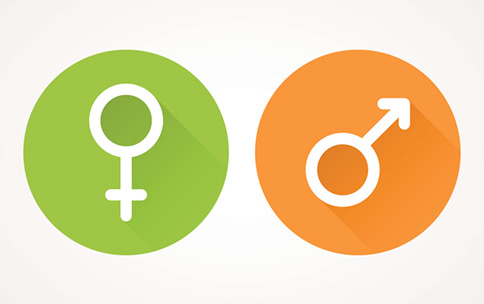 The gender symbols of a female and male.