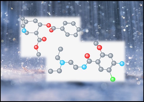 Molecular structures of norcocaine and metoclopramide