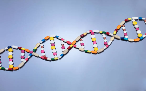 An image of a DNA strand made out of pills