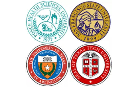 The logos of four awardees.